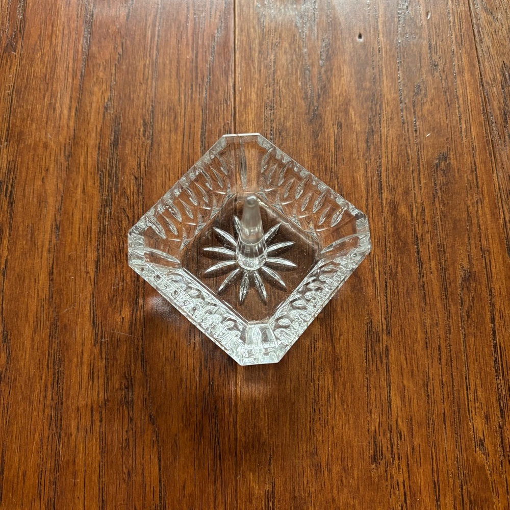 Clear Glass Ring Holder Trinket Dish | Etched Vanity 3.25IN